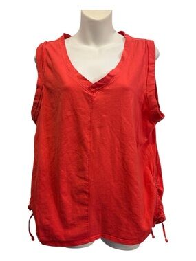 The sweatshirt project v Neck Sleeveless Tank Top in Coral Red/orange size 1X